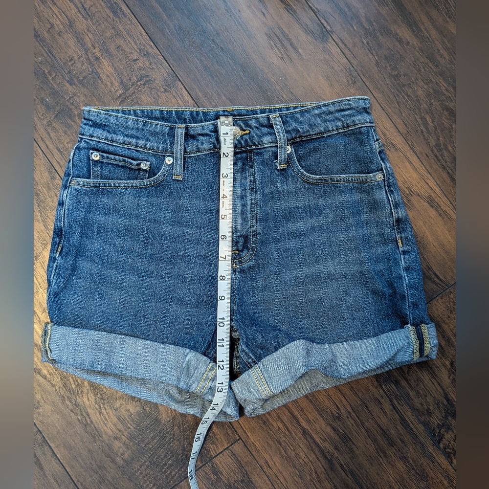 Free Assembly Rolled Cuff High Waist Denim Shorts - Picture 7 of 9